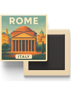 Die Grup Roma Italya - Pantheon - Baskılı Buzdolap Magneti Kare 9x9 cm