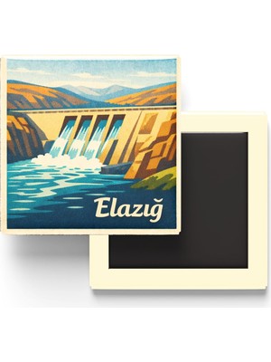Die Grup Elazığ - Keban Barajı - Baskılı Buzdolap Magneti Kare - 9x9 cm