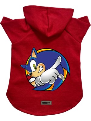 Die Grup Monopetz Kapişonlu Polar Sweatshirt Köpek ve Kedi Kıyafeti & Elbisesi Kırmızı Sonic Xs