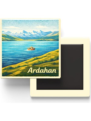 Die Grup Ardahan - Çıldır Gölü - Baskılı Buzdolap Magneti Kare - 9x9 cm