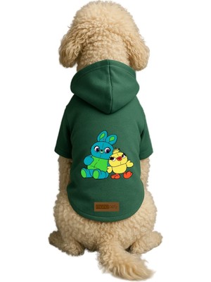 Die Grup Monopetz Baskılı Içi Polarlı Köpek ve Kedi Kıyafeti & Elbisesi - Yeşil Renk Kapüşonlu Hoodie B1CDB, L