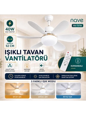 Die Grup Nave NV-TV10 Işıklı Tavan Vantılatoru 6 Kanat