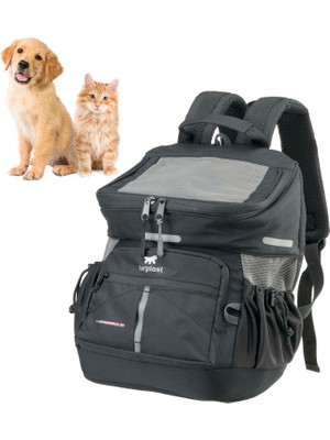 Die Grup Ferplast Köpek Taşıyıcı Voyager, Kedi Sırt Çantası, Kedi Taşıyıcı, Evcil Hayvan Taşıyıcı, Geniş Açılım, Ayarlanabilir Kayışlar, Emniyet Kayışı, Yastıklı, Maks. 10 Kg, 33X23X41H, Siyah