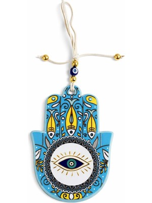 Die Grup Seramik Nazar Duvar Süsü – Fatma Eli (Hamsa) | 13 cm El Yapımı | Kapı Girişi & Salon Dekoru | Anlamlı Hediye