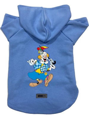 Die Grup Monopetz Kapişonlu Polar Sweatshirt Köpek ve Kedi Kıyafeti & Elbisesi Mavi Palyaço L