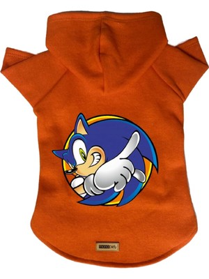 Die Grup Monopetz Kapişonlu Polar Sweatshirt Köpek ve Kedi Kıyafeti & Elbisesi Turuncu Sonic Xl