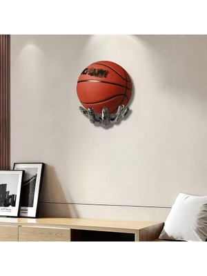 Die Grup Dekoratif El Şeklinde Duvara Monte Basketbol,futbol Topu Tutucu Reçine Oda Dekoru Top Saklama Için Ideal Spor Temalı Oda Dekoru Gümüş