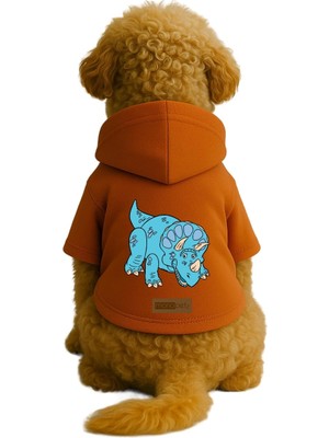 Die Grup Monopetz Baskılı Içi Polarlı Köpek ve Kedi Kıyafeti & Elbisesi - Turuncu Renk Kapüşonlu Hoodie Bfee2, L