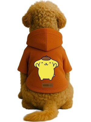 Die Grup Monopetz Baskılı Içi Polarlı Köpek ve Kedi Kıyafeti & Elbisesi - Turuncu Renk Kapüşonlu Hoodie BB6E2, Xl