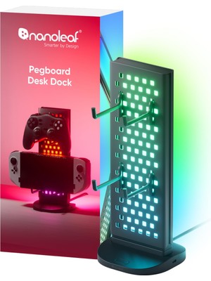 Die Grup Nanoleaf Pegboard Oyun Istasyonu (Gaming Dock), Kontrolcü ve Kulaklık Askılı 3'ü 1 Arada Rgbıc Masa Lambası, Çift Taraflı Aydınlatma Efektleri