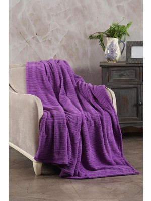 Die Grup Zeynep Tekstil Comfy | Çizgili Wellsoft Tv Battaniyesi 110X180 cm Mor