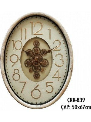 Die Grup Galaxy CRK-839 Premium Ahşap Ithal Dönen Çarklı Rakamlı Klasik Duvar Saati 67X50X8 cm