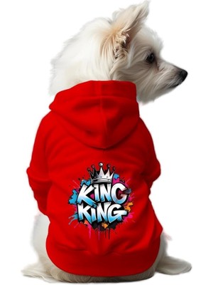 Die Grup Mpz Pets Kedi ve Köpek Kıyafeti & Elbisesi Kırmızı Hoodie King M