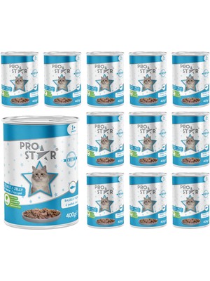 Die Grup Prostar Yetişkin Kedi Balıklı ve Jöleli Konserve Mama 400 gr x 12 Adet