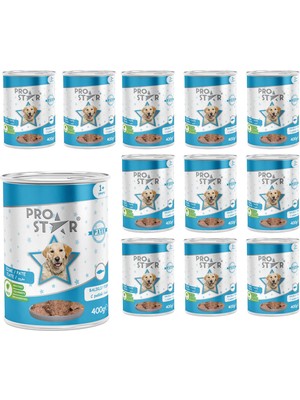 Die Grup Prostar Yetişkin Köpek Balıklı Pate 400 Yaş Mama gr x 12 Adet