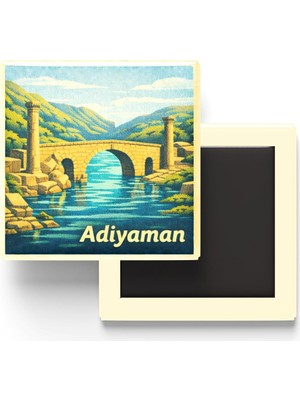 Die Grup Adıyaman - Cendere Köprüsü - Baskılı Buzdolap Magneti Kare - 9x9 cm