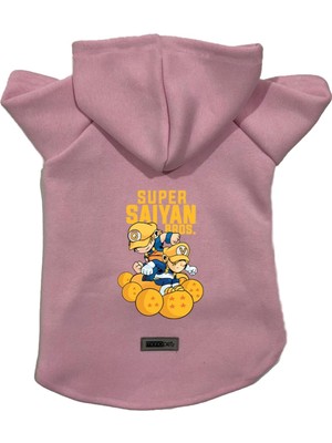 Die Grup Monopetz Kapişonlu Polar Sweatshirt Köpek ve Kedi Kıyafeti & Elbisesi Pembe Goku Vegeta Xs