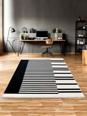 Die Grup Mec Home Karesse 134 Siyah Kilim – Yıkanabilir, Modern, Çift Taraflı Halı | 7 Farklı Boyut | Salon, Yatak Odası, Mutfak ve Antre Için Şık Dekoratif Halı-Kilim (120X170)