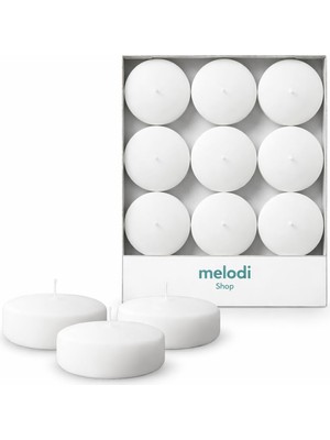 Die Grup 36 Adet Beyaz Mega Yüzen Mum (Floating Candle), 7,6 cm Çap, Kokusuz, Uzun Süre Yanan, Temiz Alevli, Düğün, Etkinlik Dekoru