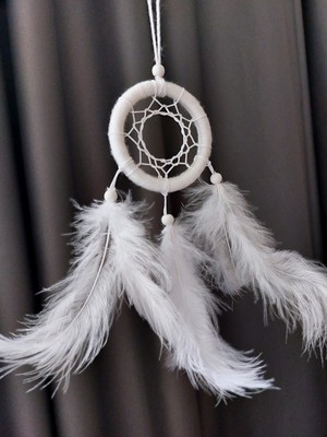 Die Grup Araba Dikiz Aynası Süsü/rüya Kapanı/düş Kapanı/dreamcatcher/handmade/el Yapımı/beyaz Dreamcatcher