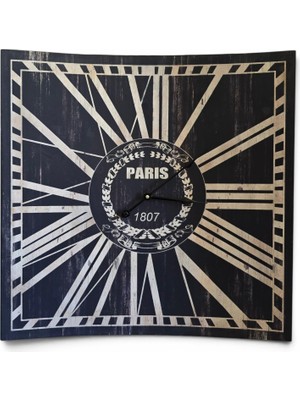 Die Grup Metal Duvar Saati Paris 1807 Temalı Retro Iç Bükey El Yapımı El Boyama Eskitme Özel Tasarım Nostaljik Vintage Sanatsal Dekoratif Saat