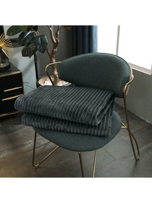 Die Grup Tek Kişilik Fitilli Yumuşak Dokulu Tv Battaniye 120X170 cm Hardal Antrasit