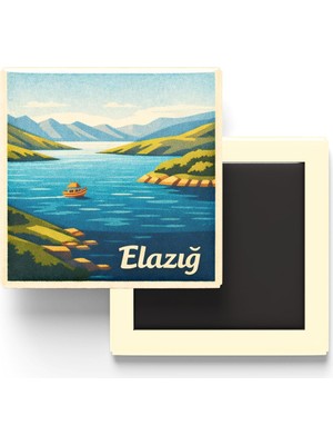Die Grup Elazığ - Hazar Gölü - Baskılı Buzdolap Magneti Kare - 9x9 cm