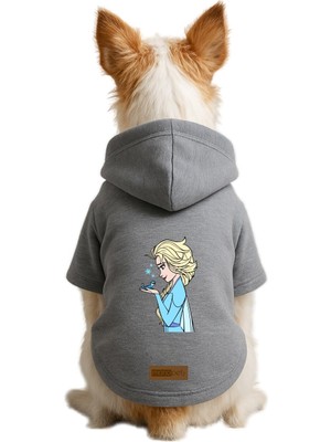 Die Grup Monopetz Baskılı Içi Polarlı Köpek ve Kedi Kıyafeti & Elbisesi - Gri Renk Kapüşonlu Hoodie B759D Xl