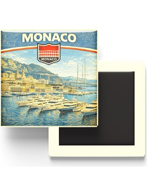 Die Grup Retro Monako Monako Şehri Temalı Vintage Buzdolap Magneti – 9x9 cm