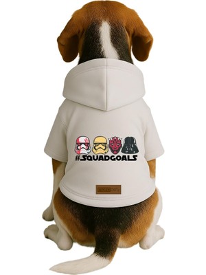 Die Grup Monopetz Baskılı Içi Polarlı Köpek ve Kedi Kıyafeti & Elbisesi - Beyaz Renk Kapüşonlu Hoodie B1F58 L
