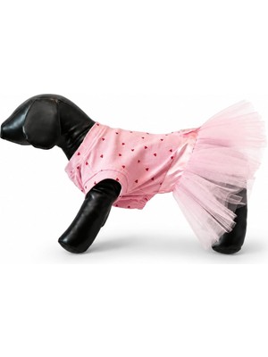 Die Grup Prenses Kalp Desenli Pembe Kedi ve Köpek Tütü Elbisesi - Şık Evcil Hayvan Parti Kıyafeti(2x-Large)