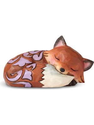 Die Grup Enesco Jim Shore Heartwood Creek Tilki Uyuyan Minyatür Figürin, 4,52 Cm, Çok Renkli