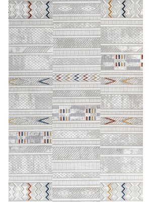Die Grup Gri Çizgili Modern Geometrik Etnik Eskitme Desenli Boho Makinada Yıkanabilir Hafif Hav Toz Vermez Leke Tutmaz Kaymaz Taban Dijital Makine Baskı Halı Oturma Odası Salon Yolluk Koridor Mutfak Halısı