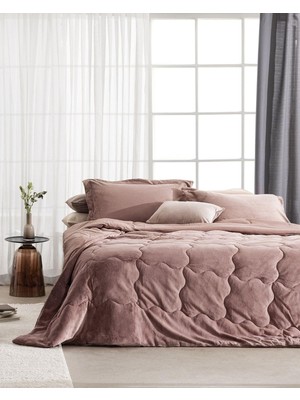 Die Grup Madame Coco Kaira Tek Kişilik Comforter Set, Pudra, 160 x 220