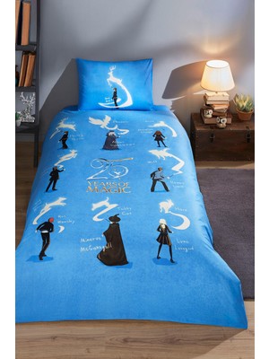 Die Grup Özdilek Harry Potter Patronus Tek Kişilik Lisanslı Lastikli Çocuk Nevresim Takımı,mavi 160 x 220