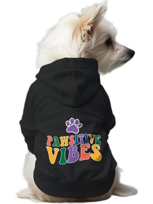 Die Grup Mpz Pets Kedi ve Köpek Kıyafeti & Elbisesi Siyah Hoodie Pawsitive Vibes S
