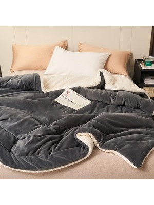 Die Grup Mulberry Sherpa Polar Battaniye Çift Taraflı Çift Kişilik 220X240 cm Antrasit Polyester Mikrofiber