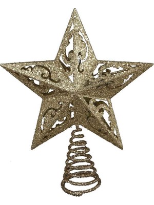 Die Grup Kurt Adler Noel Ağacı Tepe Süsü, 5-Zackiger Yıldız Altın Renkli Glitzerverzierung (20,32 Cm)