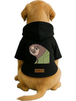 Die Grup Monopetz Baskılı Içi Polarlı Köpek ve Kedi Kıyafeti & Elbisesi - Siyah Renk Kapüşonlu Hoodie B2065, S