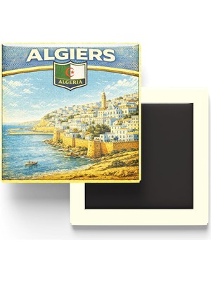 Die Grup Retro Cezayir Cezayir Şehri Temalı Vintage Buzdolap Magneti – 9x9 cm