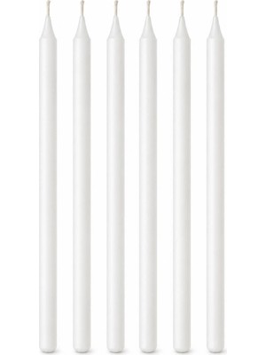 Die Grup Busstier Uzun Metalik Pasta Mumu, 20 Cm, 6'lı Set, 6 Mum Tutucu Ile, Doğum Günü ve Özel Gün Pasta Süsü (Beyaz)