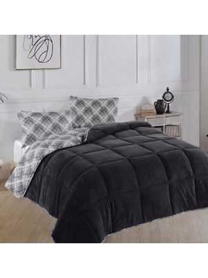 Die Grup Formeya Çift Kişilik Lüx Wellsoft Yorgan Çift Taraflı Yastık Kılıflı 195X215 cm Yorgan + Yastık Kılıfı Set (Siyah)