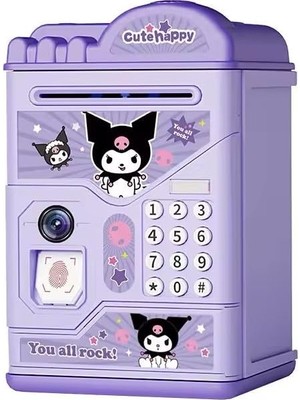 Die Grup Kuromi Elektronik Atm Kumbara, Şifreli ve Parmak Izi Korumalı, Müzikli, Mor