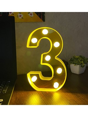 Die Grup Giftmoda 3D Işıklı LED Sayı Dekoratif Aydınlatma Büyük Boy 3