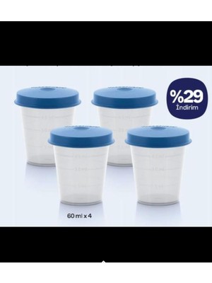 Die Grup Tupperware Ölçülü Sos ve Shot Kabı Sızdırmaz Kapaklı 4 Lü 60ML