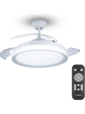 Die Grup Philips Bliss Dc Fan Ceiling Tavan Vantilatörlü Armatür, Açılır/kapanır Kanatlı, Kumandalı, Sarı/beyaz Işık 28W+35W - Beyaz