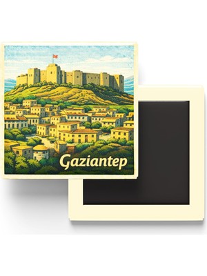 Die Grup Gaziantep - Gaziantep Kalesi - Baskılı Buzdolap Magneti Kare - 9x9 cm