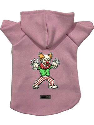 Die Grup Monopetz Kapişonlu Polar Sweatshirt Köpek ve Kedi Kıyafeti & Elbisesi Pembe Evil Clown L