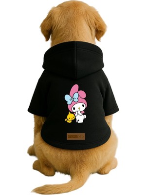 Die Grup Monopetz Baskılı Içi Polarlı Köpek ve Kedi Kıyafeti & Elbisesi - Siyah Renk Kapüşonlu Hoodie B69D4 Xs