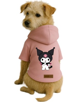 Die Grup Monopetz Baskılı Içi Polarlı Köpek ve Kedi Kıyafeti & Elbisesi - Pembe Renk Kapüşonlu Hoodie BFC9C S